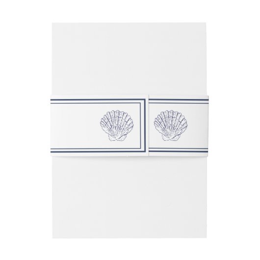 Elegant Monogram Blauw Shell Zee Bruiloft Uitnodigingen Wikkel (Achterkant Voorbeeld)