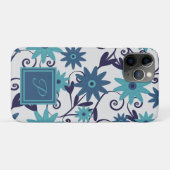 Elegant monogram blauw turquoise - patroon Case-Mate iPhone case (Achterkant (horizontaal))