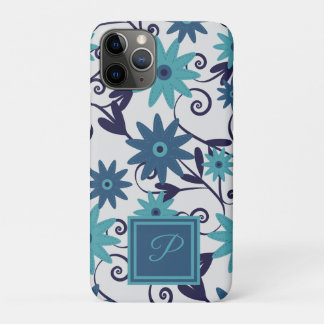 Elegant monogram blauw turquoise - patroon Case-Mate iPhone case