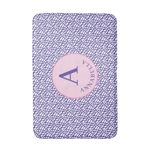 Elegant monogram Blauwe Abstracte lijnen Badmat (Voorkant Verticaal)