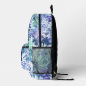 Elegant Monogram Blauwe Groene Bladeren Bedrukte Rugzak (Rechts)