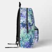 Elegant Monogram Blauwe Groene Bladeren Bedrukte Rugzak (Links)