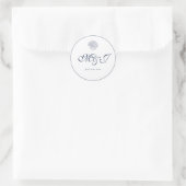 Elegant Monogram Blauwe Schelp Bruiloft Ronde Sticker (Tas)