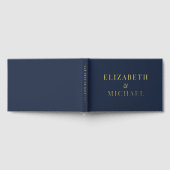 Elegant Monogram Blauwe Trouw Gastenboek (Volledig)