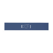 Elegant Monogram Blauwe Trouwdag Uitnodigingen Wikkel (Vlak)