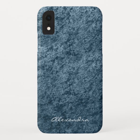 Elegant Monogram Blauwgroen Aqua Blue Velvet Case-Mate iPhone Case (Achterkant)