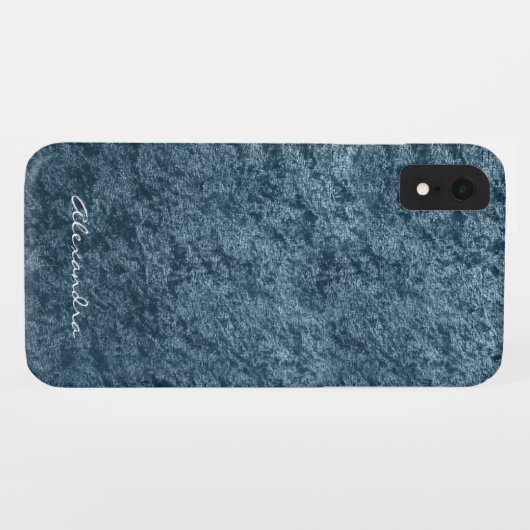Elegant Monogram Blauwgroen Aqua Blue Velvet Case-Mate iPhone Case (Achterkant (horizontaal))