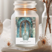 Elegant Monogram Blauwgroen, Blauwe Waterverf brui Wijn Etiket