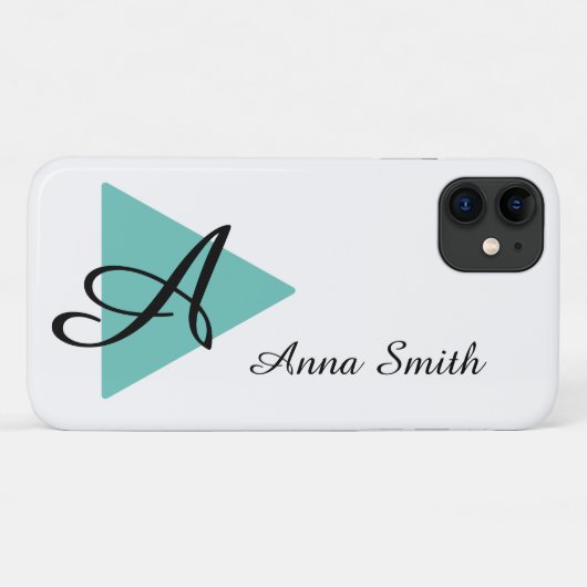 Elegant Monogram Blauwgroen ontwerp aftrekken Case-Mate iPhone Case (Achterkant (horizontaal))