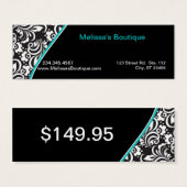 Elegant Monogram blauwgroen prijs label klein Mini Visitekaartjes (Voorkant /achterkant)