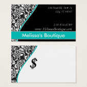 Elegant Monogram blauwgroen prijs label Visitekaartje (Voorkant /achterkant)