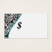 Elegant Monogram blauwgroen prijs label Visitekaartje (Achterkant)