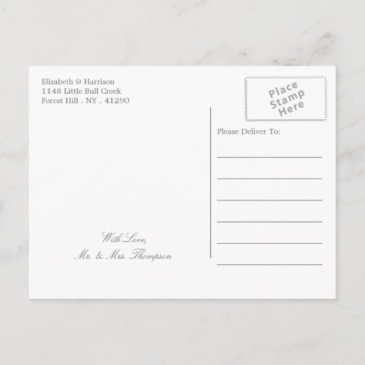 Elegant monogram, Blauwgroen Scallop Beach sparen  Aankondigingskaart (Achterkant)