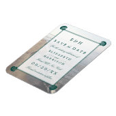 Elegant monogram, Blauwgroen Scallop Beach sparen  Magneet (Linkerzijde)