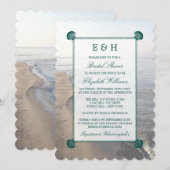 Elegant Monogram & Blauwgroen Scallop Vrijgezellen Kaart (Voorkant / Achterkant)