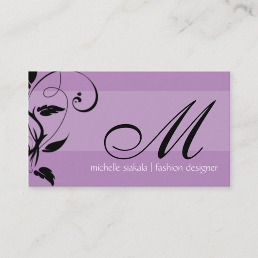 elegant; monogram bloeien visitekaartje (Voorkant)