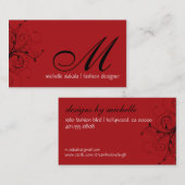 elegant; monogram bloeien visitekaartje (Voorkant / Achterkant)
