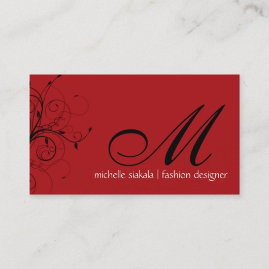 elegant; monogram bloeien visitekaartje (Voorkant)