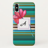 Elegant Monogram Bloemen iPhone Case (Achterkant)