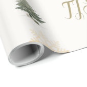 Elegant Monogram Bloemen Sneeuwvlok Kerstboom Cadeaupapier (Rol Hoek)