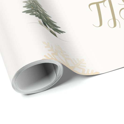 Elegant Monogram Bloemen Sneeuwvlok Kerstboom Cadeaupapier (Rol Hoek)