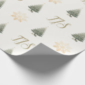 Elegant Monogram Bloemen Sneeuwvlok Kerstboom Cadeaupapier (Hoek)