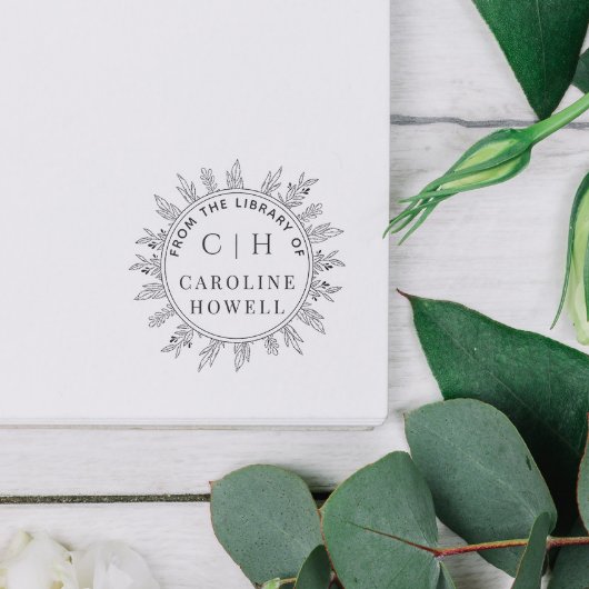 Elegant monogram bloemen uit de bibliotheek van rubberstempel