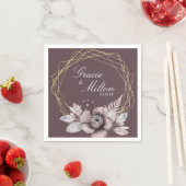 Elegant Monogram Bloemendecor Mauve Bruiloft Servet (Insitu)
