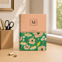 Elegant Monogram Bloemmotief Persoonlijke Naam