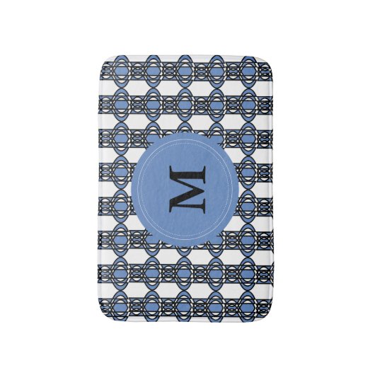 Elegant Monogram Blue Abstract Scarab Patroon Badmat (Voorkant Verticaal)