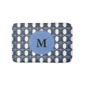 Elegant Monogram Blue Abstract Scarab Patroon Badmat (Voorkant)