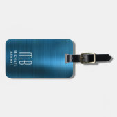 Elegant Monogram Blue Bagagelabel (Voorkant horizontaal)