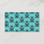 Elegant Monogram Blue en Black Damask Print Visitekaartje (Achterkant)