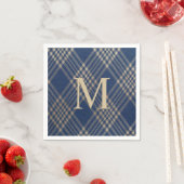 Elegant Monogram Blue en Tan Pset Servet (Insitu)