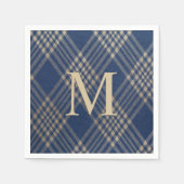 Elegant Monogram Blue en Tan Pset Servet (Voorkant)