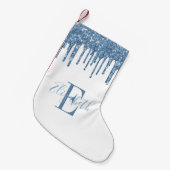 Elegant Monogram Blue Glitter Drivers Kleine Kerstsok (Voorkant (Hangend))