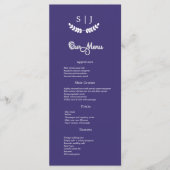 Elegant Monogram Blue Jewel Tone Dinner Menu (Voorkant)