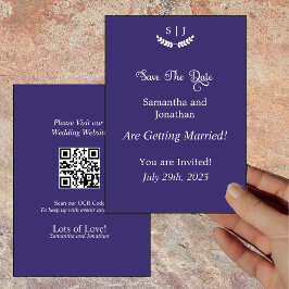 Elegant Monogram Blue Jewel Tone SaveDate Card Kaart