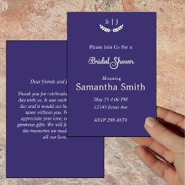 Elegant Monogram Blue Jewel Tone Thank You card Kaart