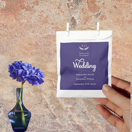 Elegant Monogram Blue Jewel Tone Wedding Bedankzakje