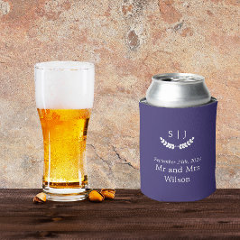 Elegant Monogram Blue Jewel Tone Wedding Blikjeskoeler