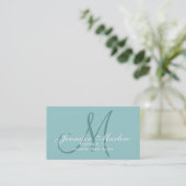 Elegant Monogram Blue Mama Calling Card Contactkaartje (Staand voorkant)