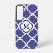 Elegant Monogram Blue Samsung Galaxy Hoesje (Achterkant)
