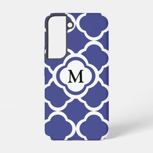 Elegant Monogram Blue Samsung Galaxy Hoesje (Achterkant)