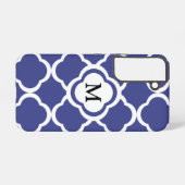 Elegant Monogram Blue Samsung Galaxy Hoesje (Achterkant horizontaal)