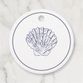 Elegant Monogram Blue Shell bruiloft Bedankjes Labels (Achterkant)