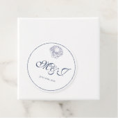 Elegant Monogram Blue Shell bruiloft Bedankjes Labels (In situ)
