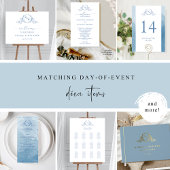 Elegant Monogram Blue Waterverf Wedding Reception Informatiekaartje