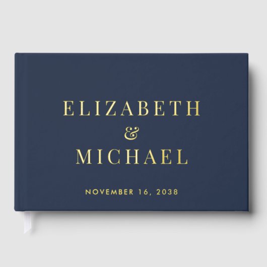 Elegant Monogram Blue Wedding Gastenboek (Voorkant)