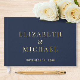 Elegant Monogram Blue Wedding Gastenboek